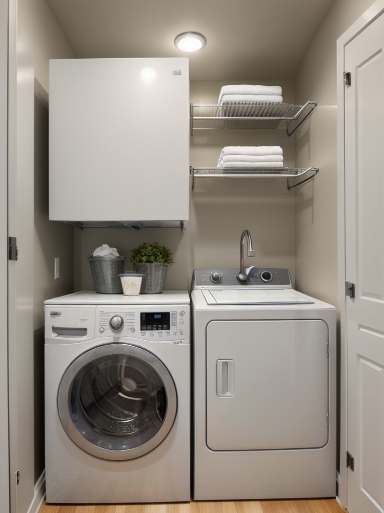 Opt for compact and space-saving laundry appliances, such as a washer/dryer combo unit or a stackable washer and dryer, to maximize functionality in a small apartment.