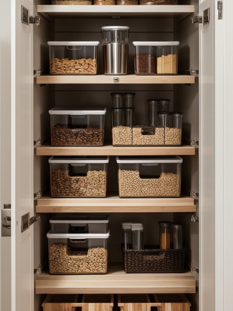 Opt for stackable storage containers and organizers to make the most of your pantry and cabinet space in a small kitchen.