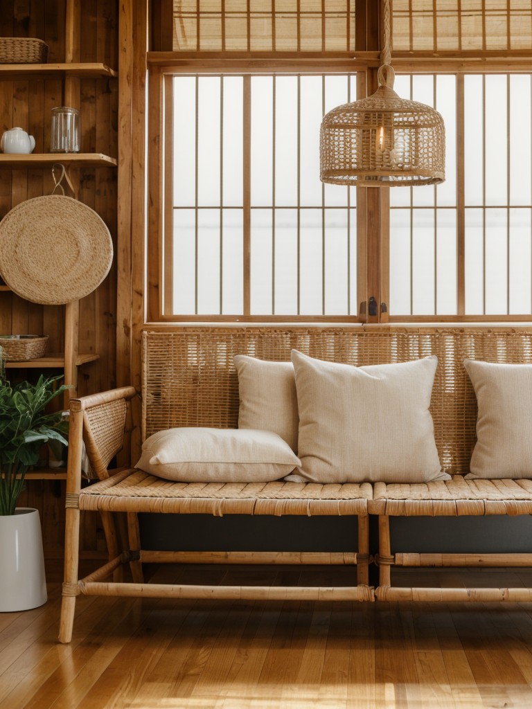 Utilize natural materials, such as wood or rattan, in furniture and accessories to enhance the organic feel of your apartment design.
