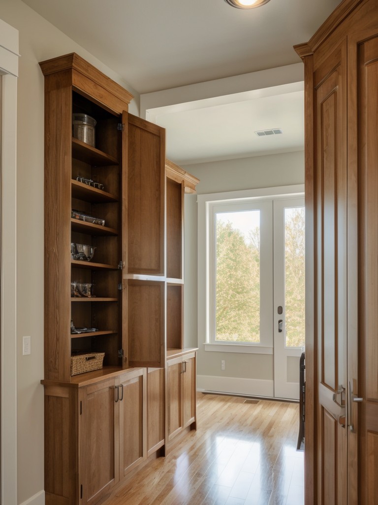 Consider utilizing the space above doorways and windows with shelves or cabinets for additional storage options.