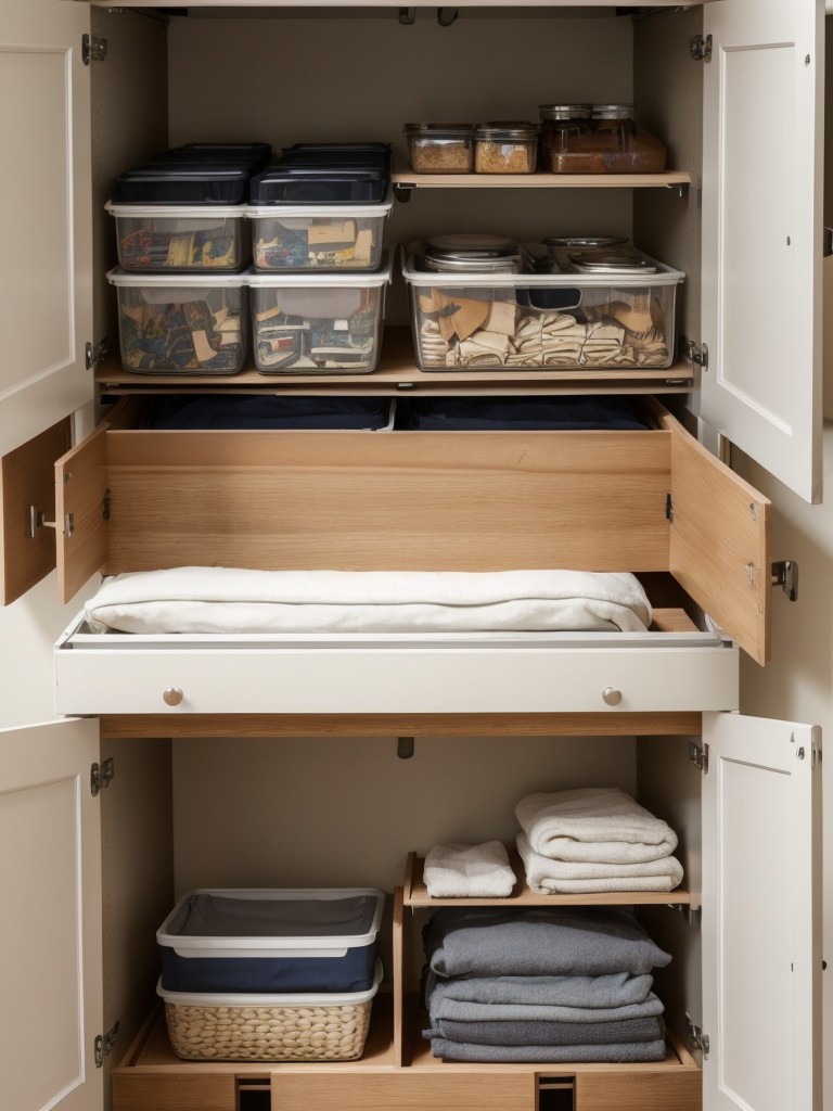 Get creative with unused space, such as under the bed or above cabinets, by utilizing storage containers or hanging organizers.