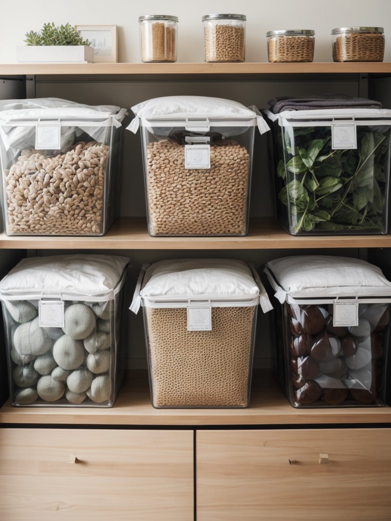 Invest in vacuum-sealed storage bags to minimize the bulk of items like seasonal clothing or bedding.