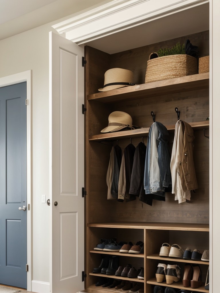 Utilize the back of doors for hanging organizers or racks to store items like shoes, hats, or cleaning supplies.