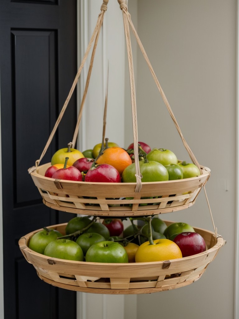 Consider using a hanging fruit basket or tiered storage trays for your produce.