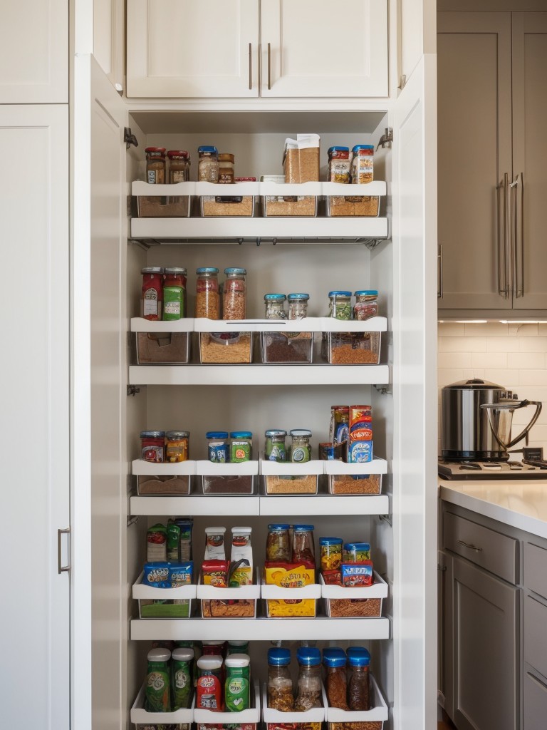 Incorporate a pull-out or slide-out pantry system to optimize space and keep food items easily accessible.