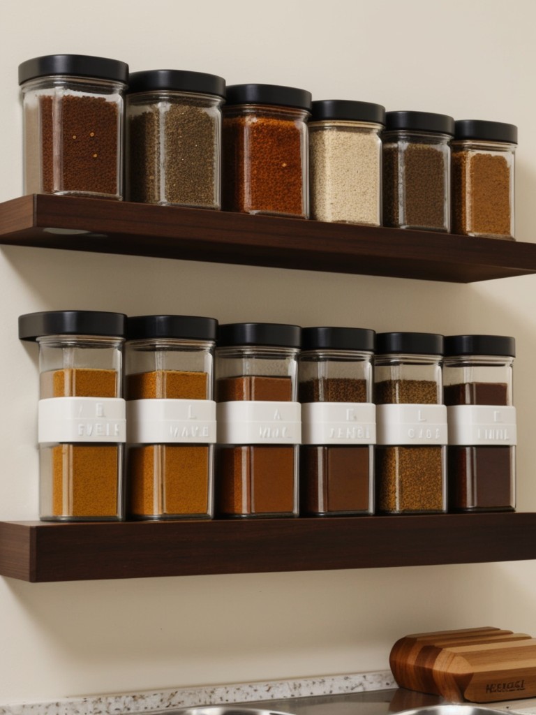 Make use of wall-mounted spice racks or magnetic spice containers to keep your spices easily accessible and organized.