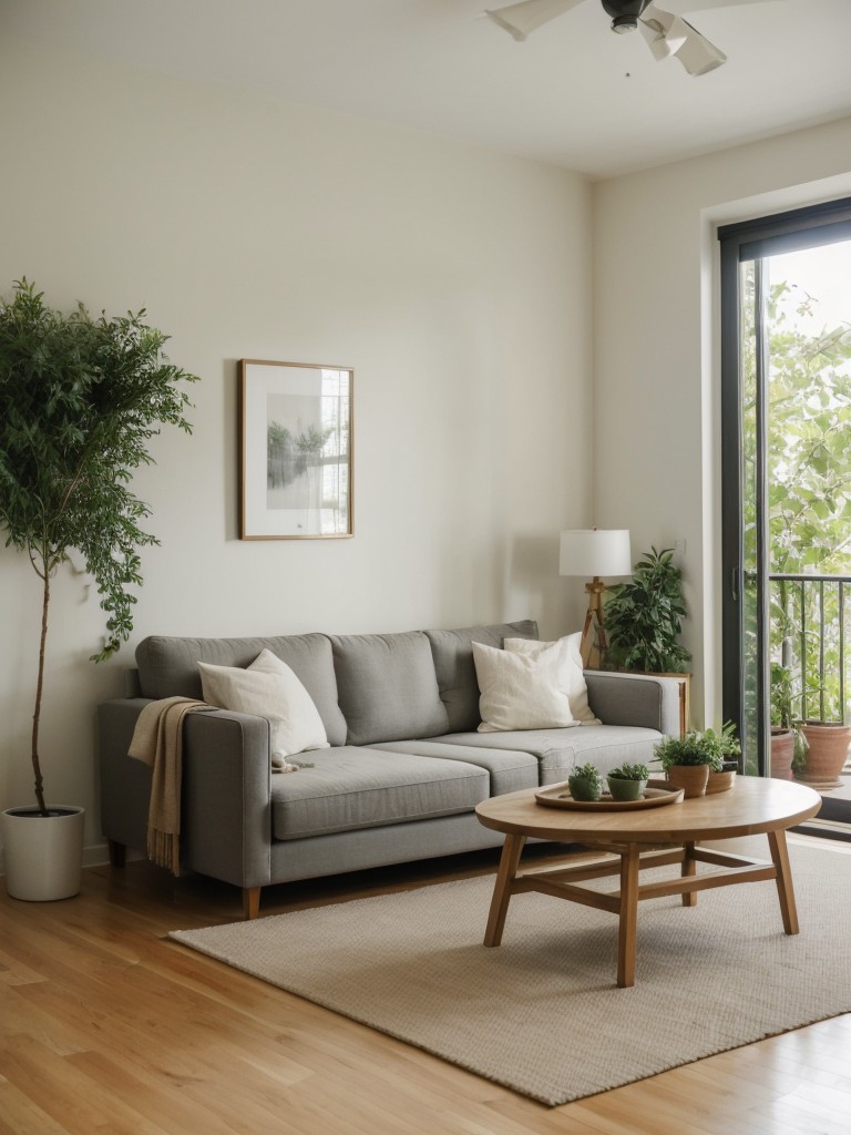 Incorporating natural elements and greenery to bring life and freshness to studio apartment interiors.