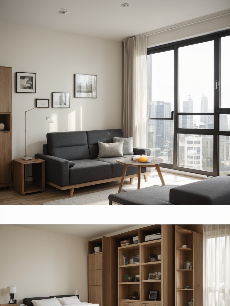 Utilizing multi-functional furniture pieces to save space in a studio apartment.