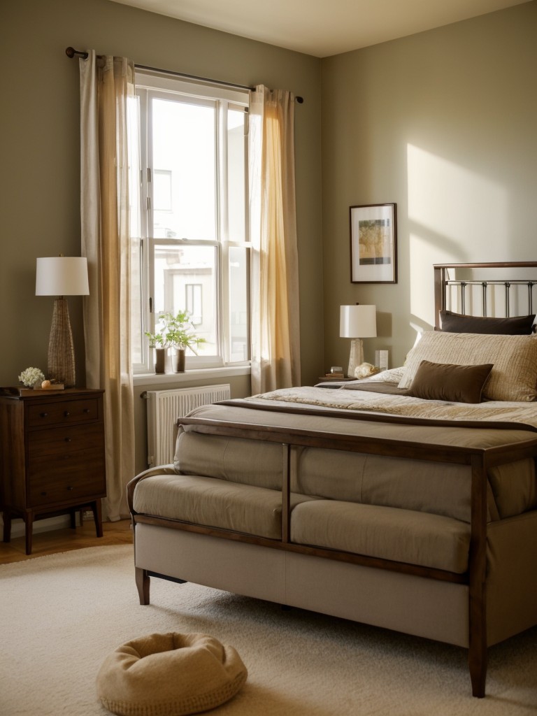 Studio apartment paint color ideas in earth tones, to bring a sense of warmth and coziness.