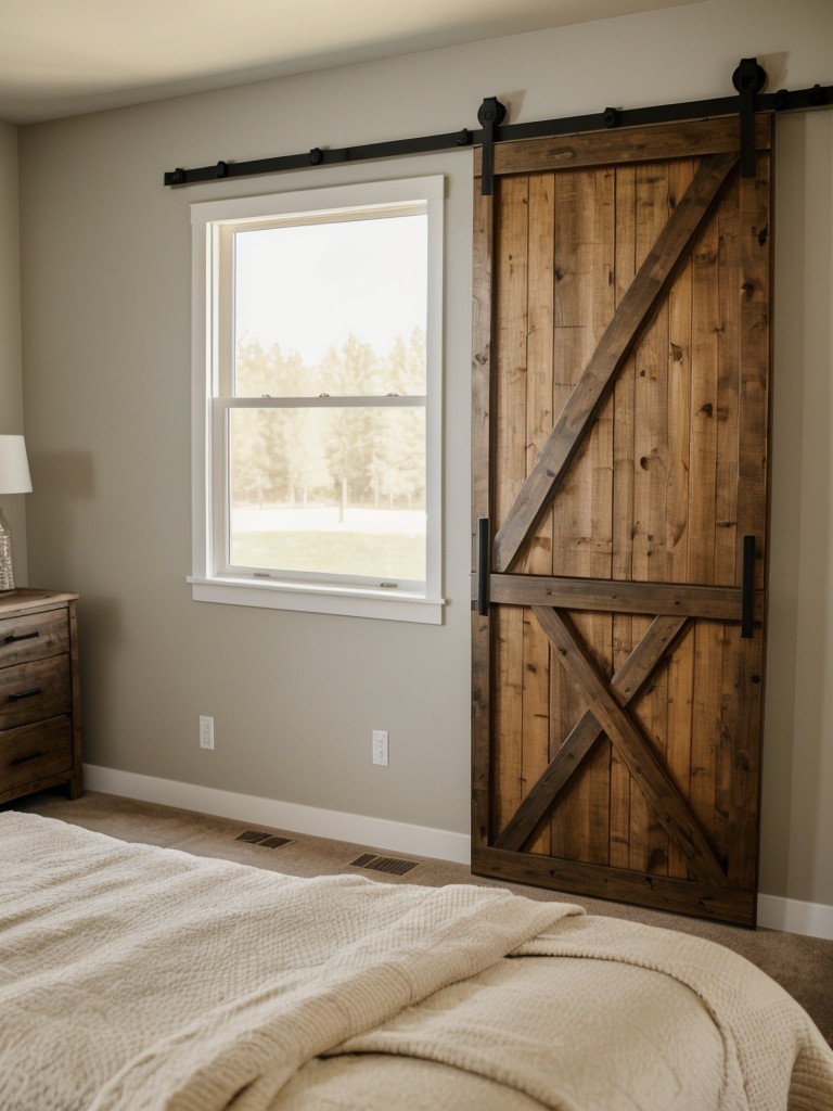 Consider installing a sliding barn door to separate your bedroom area from the living space in your studio apartment, adding a touch of rustic elegance.