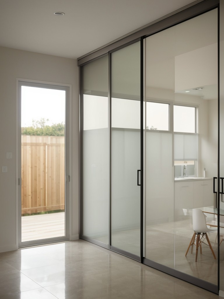 Incorporate a sliding glass partition to maintain an open and airy feel while creating separation between different areas.