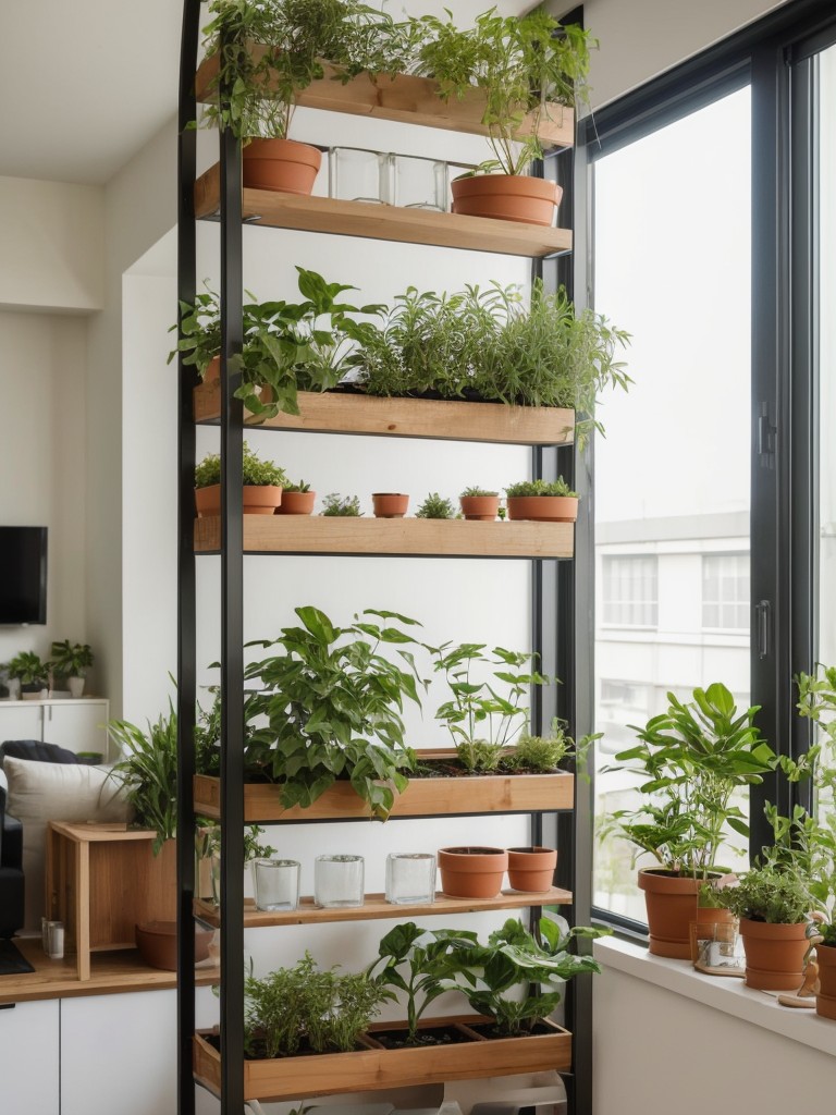 Install a mini garden or vertical planter as a natural, green partition that adds beauty and separation to your studio apartment.