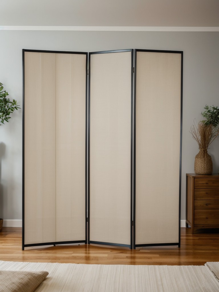 Utilize a folding screen or room divider to create separate zones within your studio apartment.