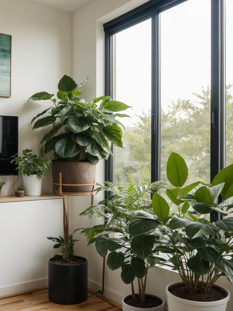 Add a touch of nature to your studio by incorporating indoor plants that not only improve air quality but also add a refreshing and visually appealing element.