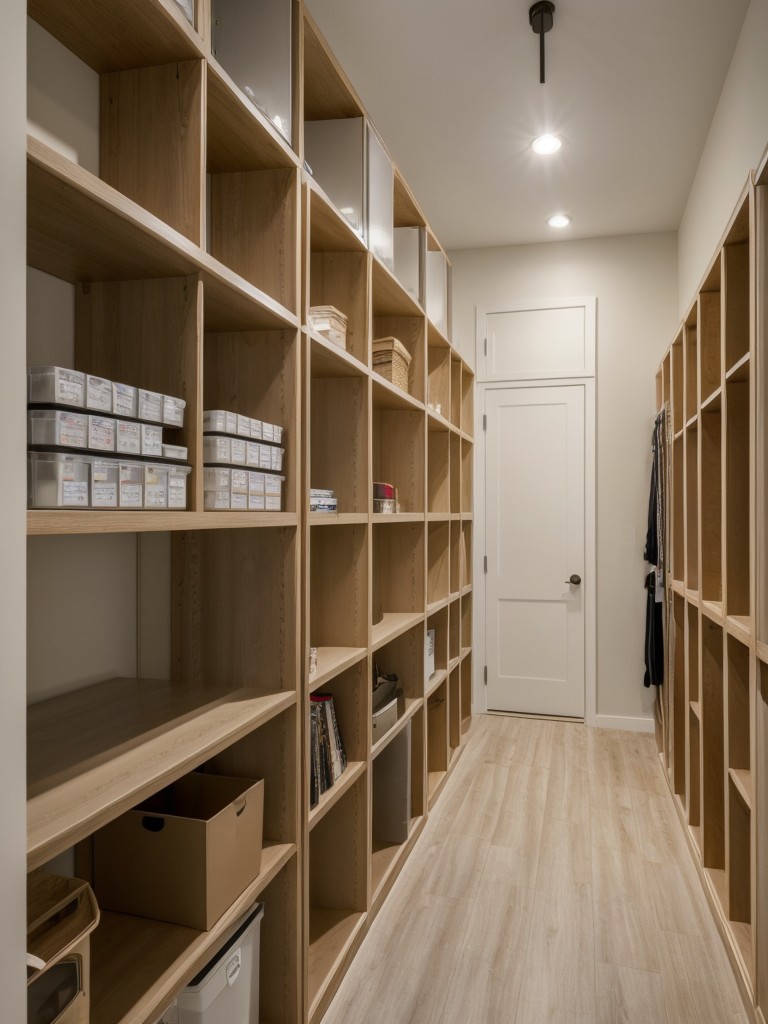 Utilize wall-mounted shelves or floating storage units to free up floor space while keeping your belongings organized and within reach.