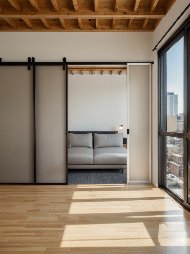 Incorporate sliding or retractable room dividers to separate different areas in your studio loft apartment without sacrificing an open concept feel.