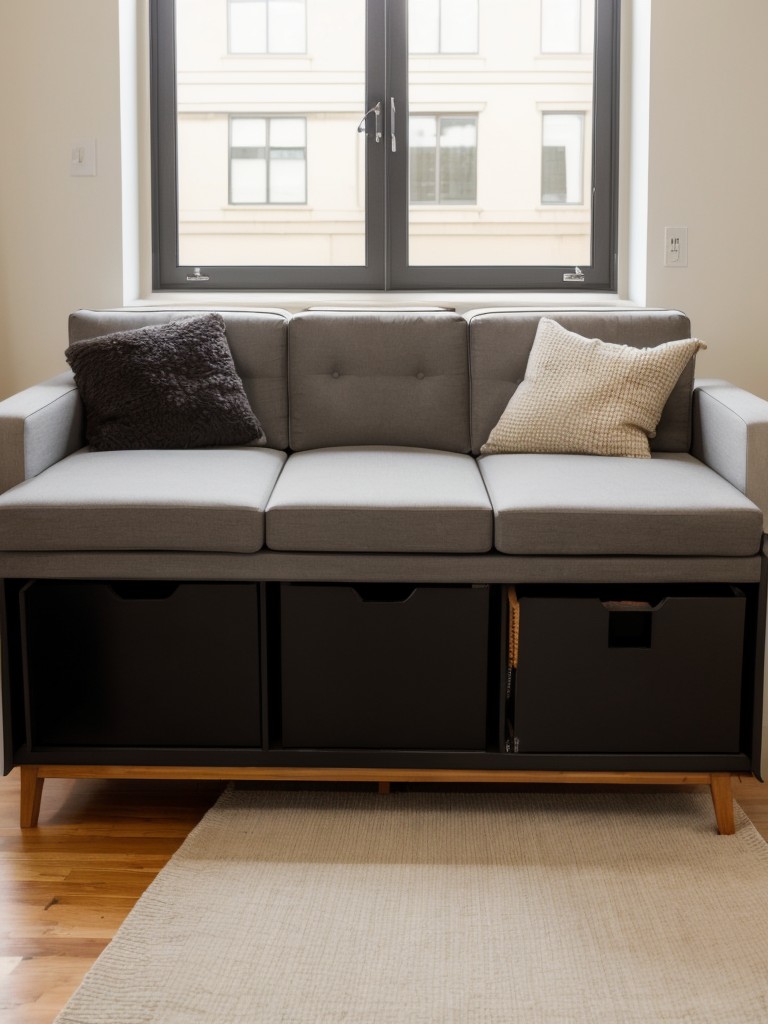 Introduce hidden storage solutions, such as ottomans with built-in compartments or coffee tables with hidden drawers, to maintain a clutter-free studio loft apartment.