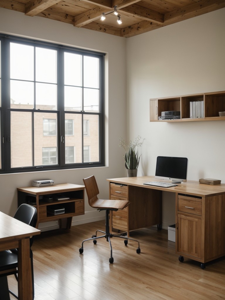Utilize double-duty furniture, such as a desk with hidden storage or a dining table that can be folded down when not in use, to optimize functionality in your studio loft apartment.