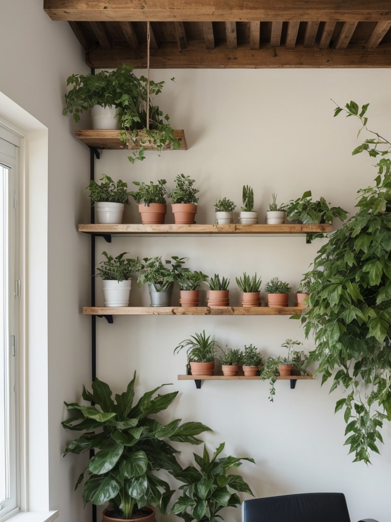 Utilize wall-mounted or hanging plants to bring a touch of nature to your studio loft apartment and add visual interest to vertical spaces.