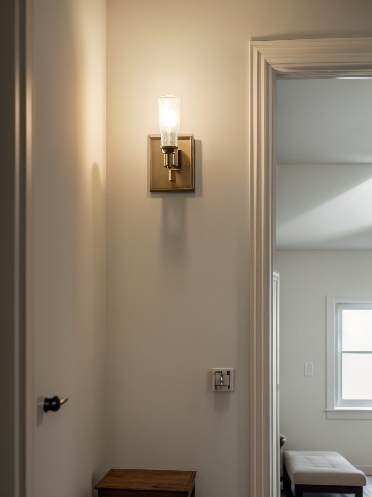 Creative lighting solutions for temporary walls in apartments, such as installing wall-mounted sconces or string lights to add ambiance and character.