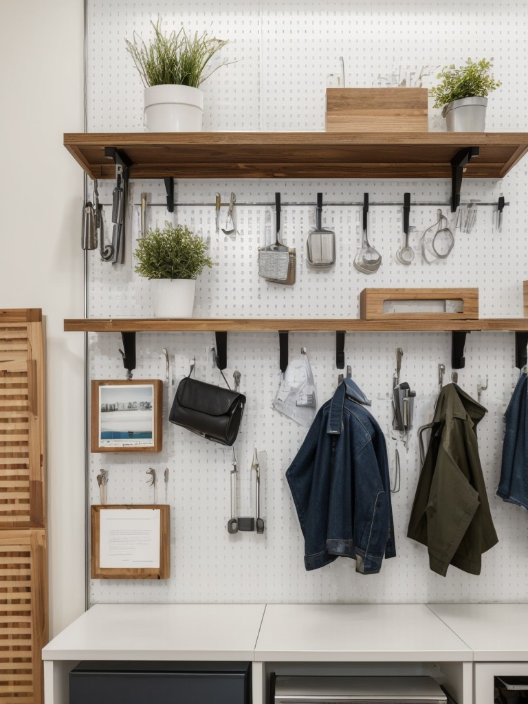 Maximizing storage on temporary walls using hanging hooks, pegboards, or magnetic strips, providing functional solutions without damaging the walls.