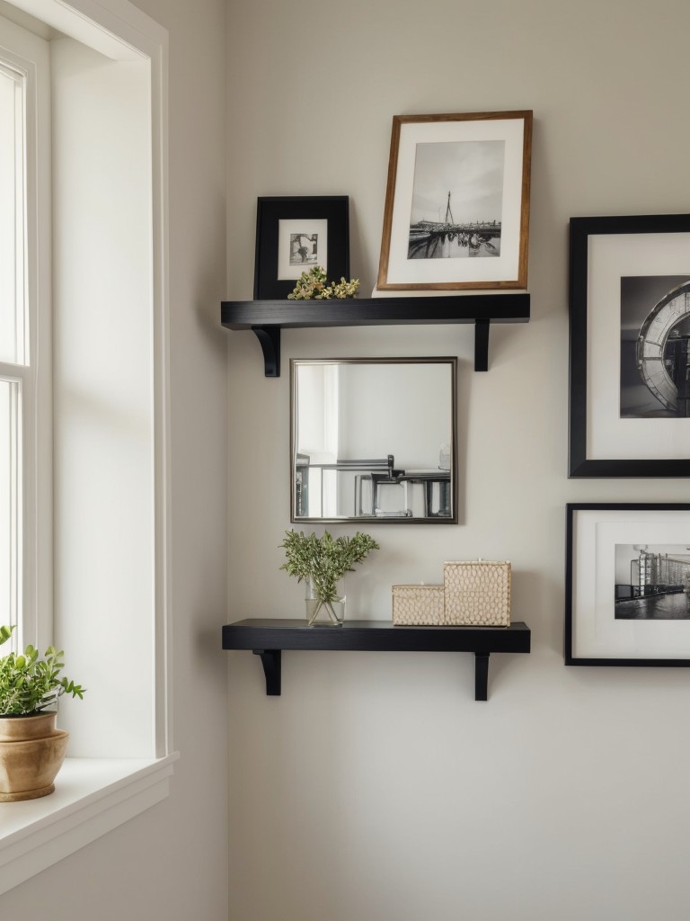 Stylish ways to dress up temporary walls in apartments, including gallery walls with picture frames, wall-mounted mirrors, or floating shelves.