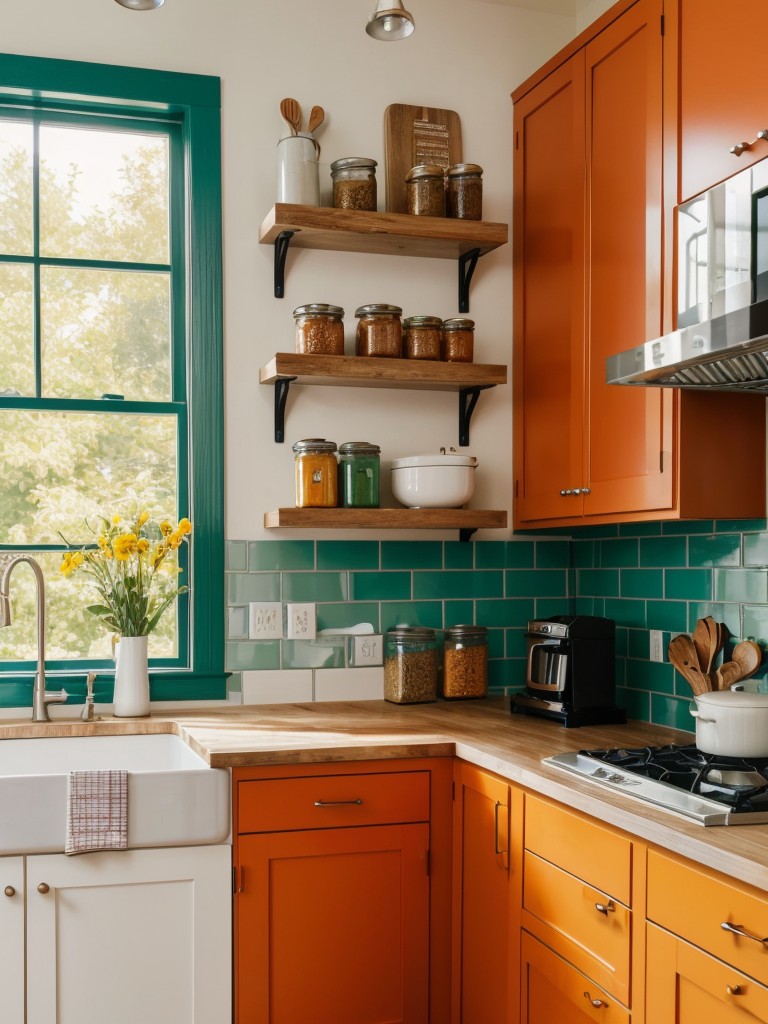 Designing a kitchen space inspired by the vibrant food culture portrayed in the novel, incorporating bright colors, traditional cooking utensils as decor, and functional storage solutions for ingredients and spices.