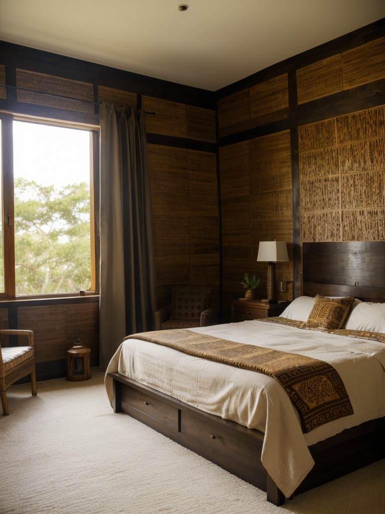 Developing a bedroom design that pays homage to the novel's protagonist, Okonkwo, combining traditional African textures, earthy colors, and tribal patterns to create a personal sanctuary reflecting his strength and determination.