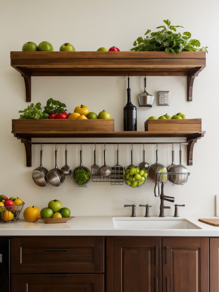 Consider using a hanging fruit basket or a wall-mounted fruit and vegetable storage rack in the kitchen.