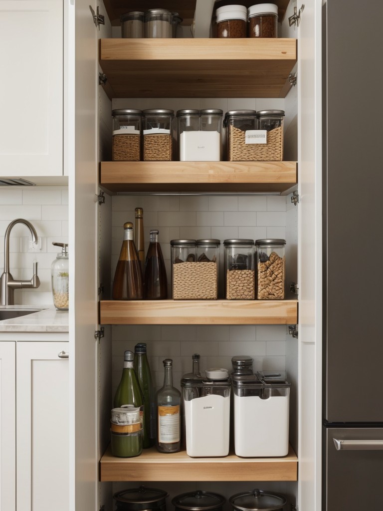 Make use of the space above kitchen cabinets by adding additional shelving for storing rarely used items.