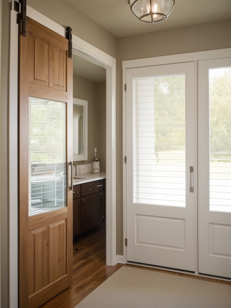 Use sliding doors or pocket doors instead of traditional swinging doors to save space.