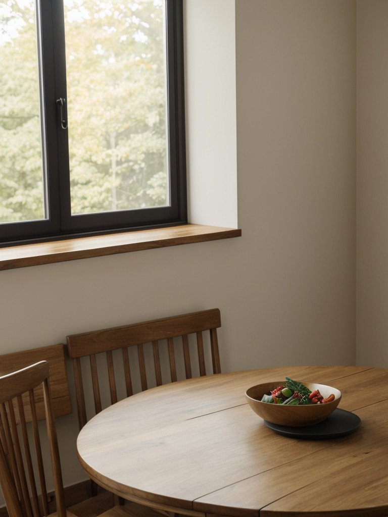 Use a wall-mounted fold-down table or a drop-leaf table for dining to save space when not in use.