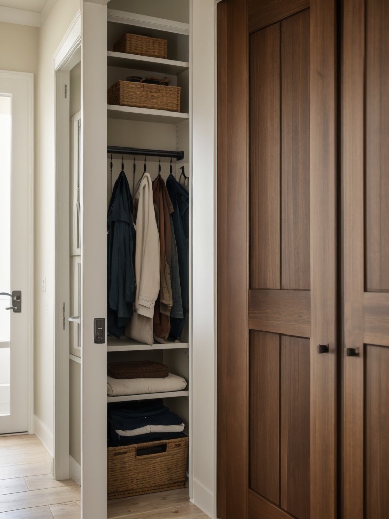 Utilize the back of doors by adding over-the-door storage racks or hooks for extra hanging space.