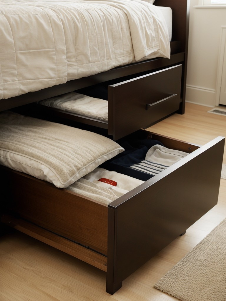 Utilize under-bed storage options to keep items organized and out of sight.