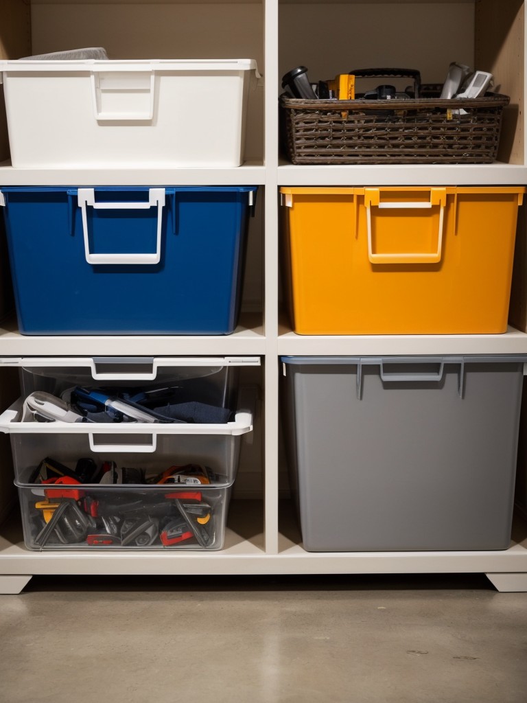 Utilize the space under furniture by investing in storage containers or bins specifically designed for tools.