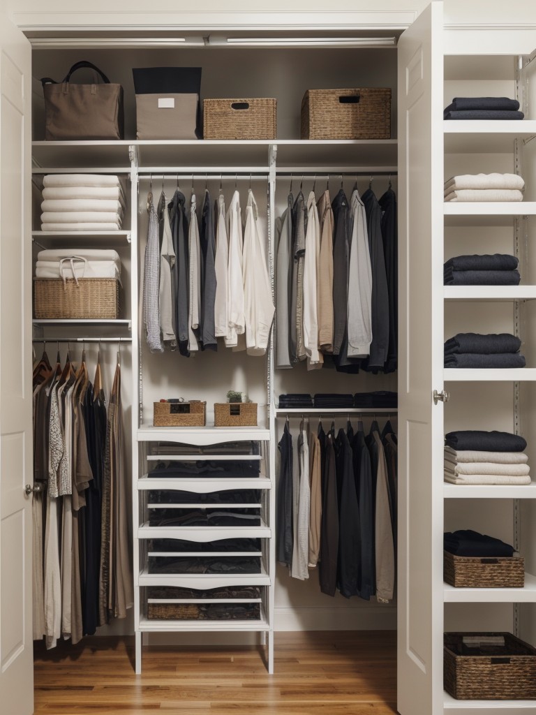 Customize closet interiors with adjustable shelving systems or hanging organizers to optimize storage for clothing and accessories.