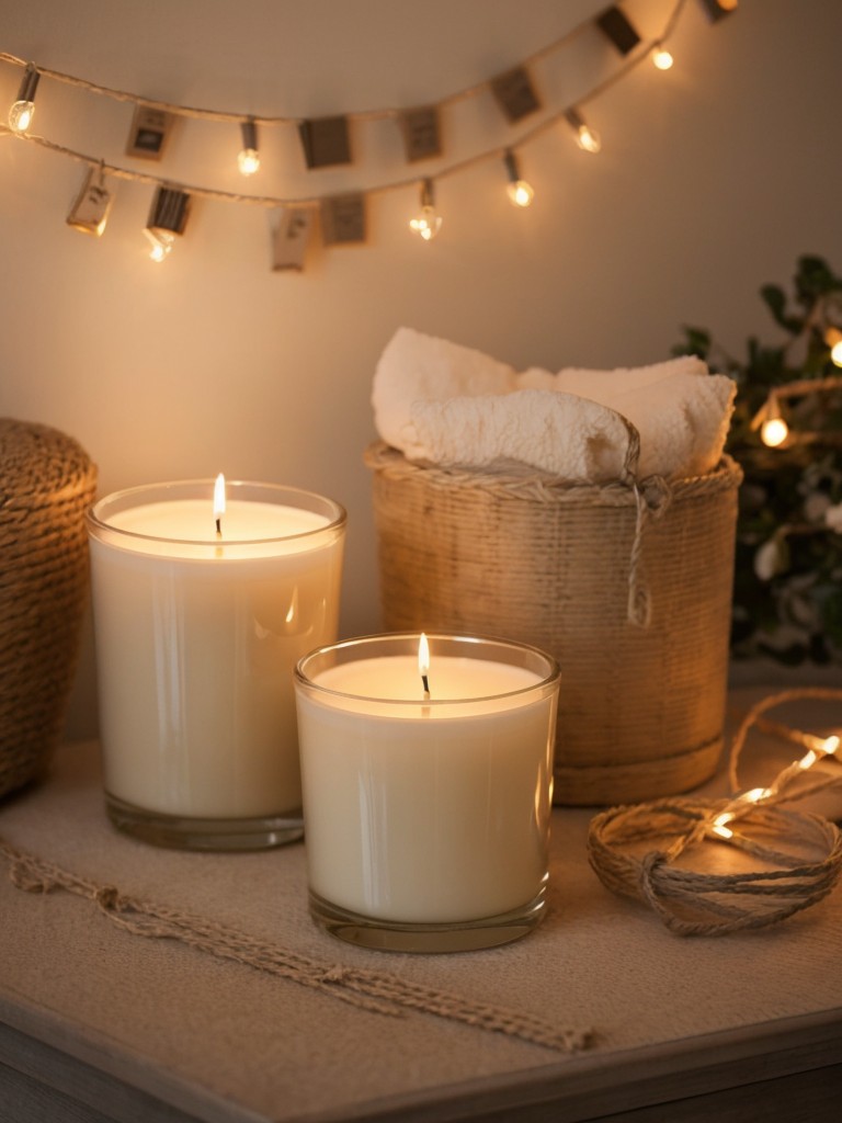 Create a cozy and romantic atmosphere with soft lighting, scented candles, and string lights.