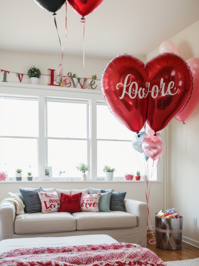 Decorate your apartment with love-themed balloons and streamers for a festive atmosphere.