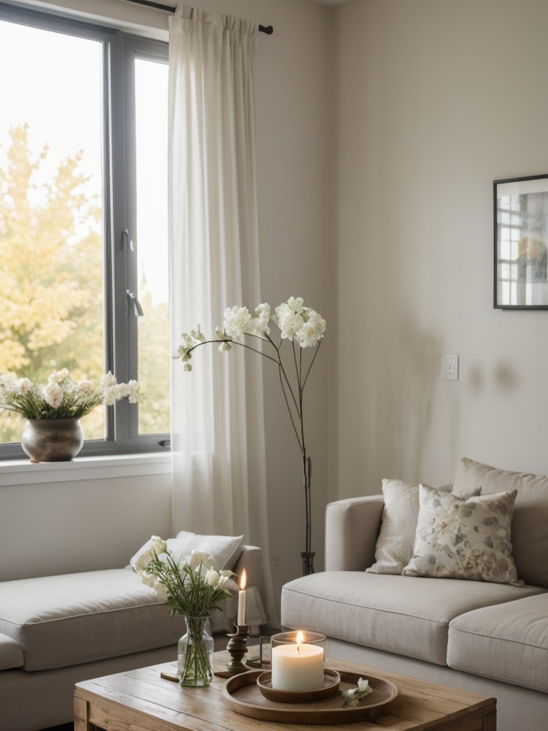 Fill your apartment with the scent of fresh flowers or scented candles to add a touch of romance to the air.