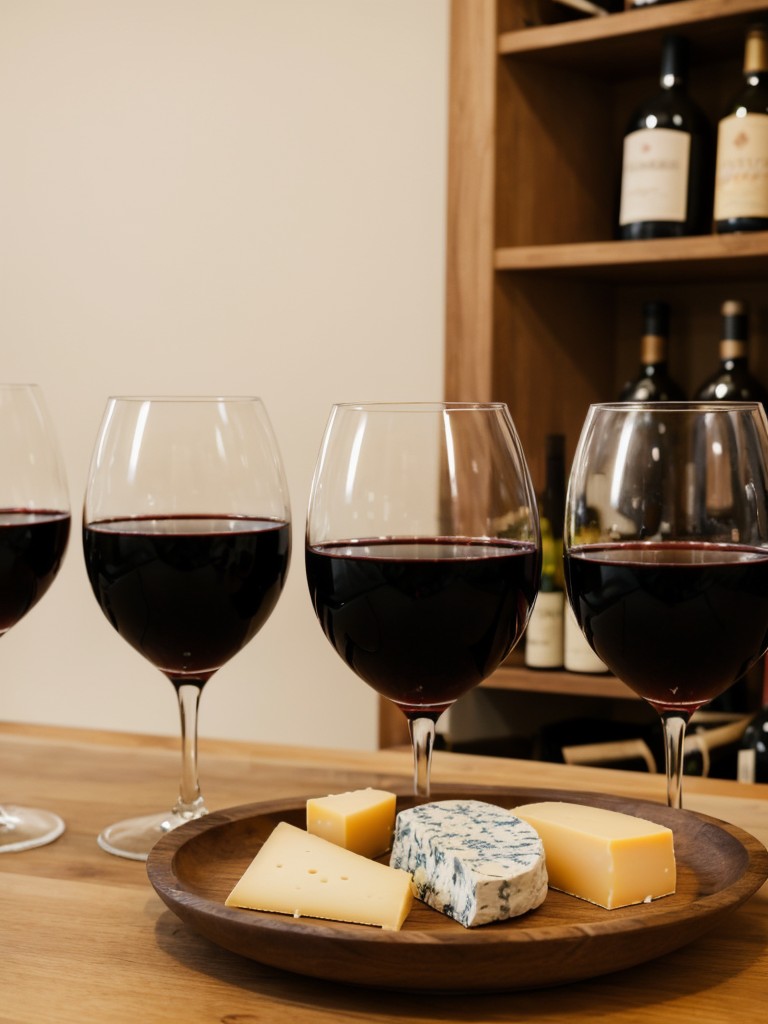 Host a wine and cheese tasting evening, setting up a beautiful display with different varieties and flavors to enjoy.