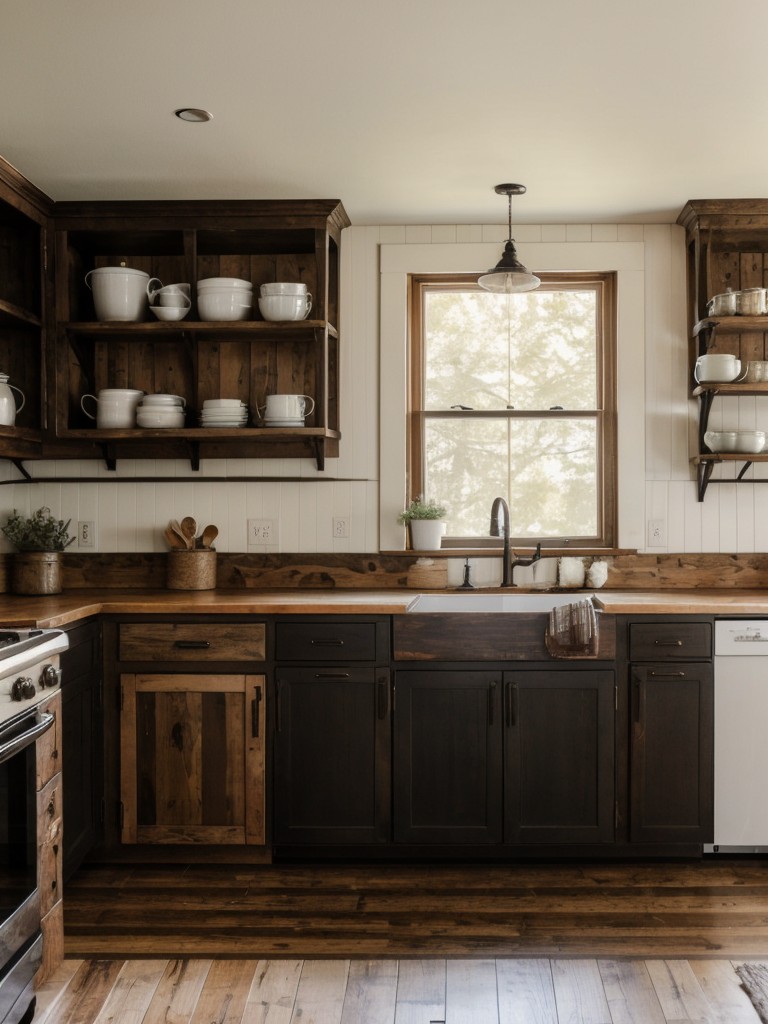 Achieve a farmhouse-inspired studio apartment with vintage pieces like a farmhouse table, rustic wood accents, and vintage-inspired kitchenware for a cozy, country feel.