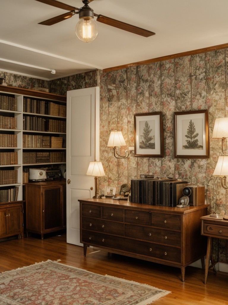 Add character to your studio apartment with vintage-inspired wallpaper, vintage-inspired lighting fixtures, and vintage accessories like old books or vintage cameras.