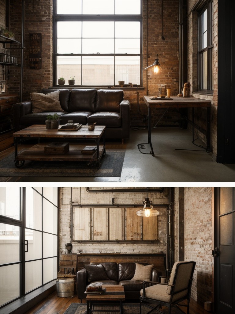 Incorporate vintage industrial elements into your studio apartment design with metal accents, salvaged wood furniture, and vintage-inspired lighting for an urban, rustic look.
