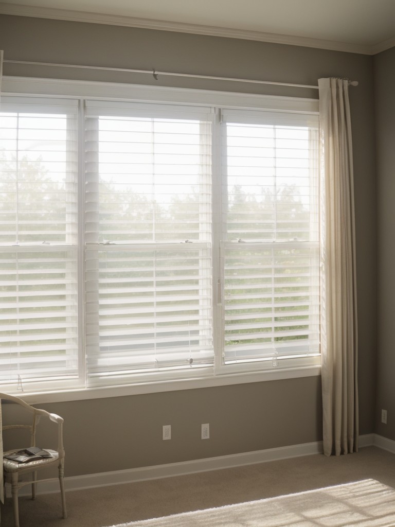 Install window treatments like sheer curtains or blinds that allow natural light in while adding privacy.