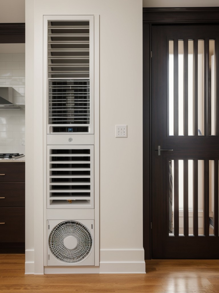 Concealed air conditioning vents paired with decorative grilles for a seamless integration into your apartment design.