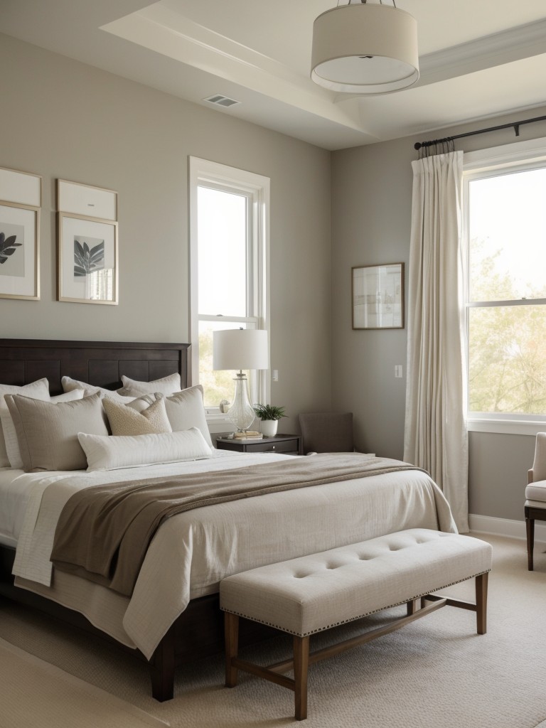 Gender-neutral bedroom design with a blend of modern and traditional elements, soothing color scheme, and versatile furniture choices.