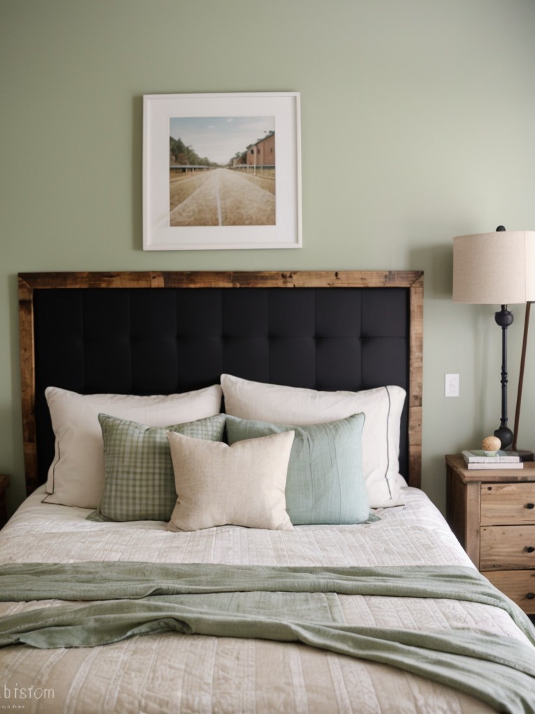 Incorporating DIY headboards using reclaimed materials or repurposed items for a personalized and budget-friendly bedroom solution.