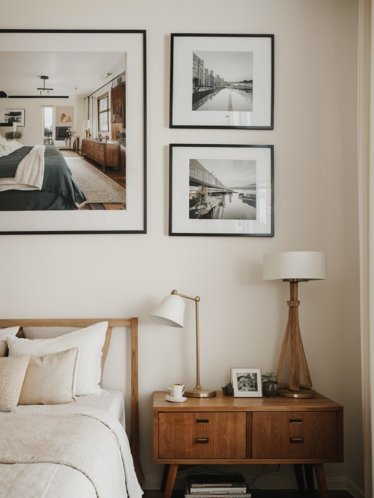 Incorporating a gallery wall with a mix of personal photos, prints, and affordable art for an eclectic and budget-friendly bedroom design.