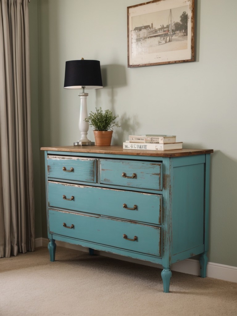 Upcycling old furniture with a fresh coat of paint or new hardware to give your bedroom a budget-friendly makeover.