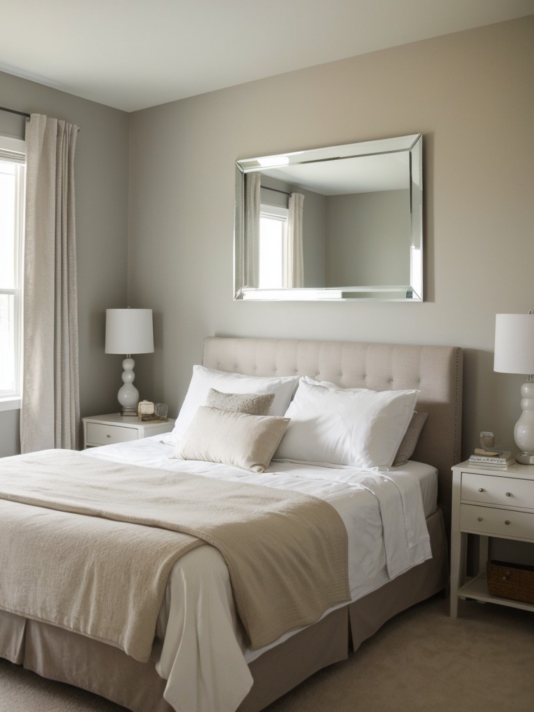 Using mirrors strategically to create the illusion of a larger space and to reflect natural light for a brighter bedroom.